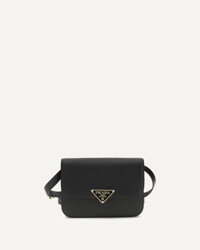 Prada Saffiano Leather Shoulder Bag In Black