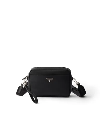 Prada Schultertasche Aus Saffiano-leder In Black