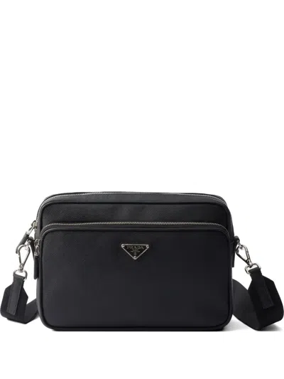 Prada Saffiano Leather Shoulder Bag In Black