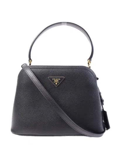 Pre-owned Prada Saffiano Leather Shoulder Bag In Black