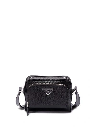 Prada Saffiano Leather Shoulder Bag In Black  