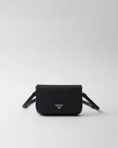 Prada Saffiano Leather Shoulder Bag In Black
