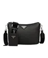 Prada Mens Black Re-nylon Leather And Recycled-nylon Shoulder Bag In Black