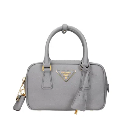 Prada Saffiano Leather Shoulder Bag In Gray