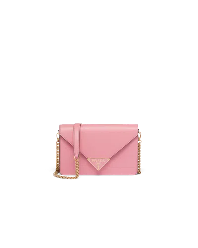 Prada Saffiano Leather Shoulder Bag In Petal Pink