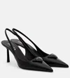 Prada Saffiano Patent Leather Slingback Pumps In Black