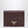 Prada Burgundy Saffiano Leather Small Wallet In Brown