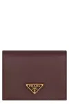 Prada Burgundy Saffiano Leather Small Wallet In Red