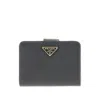 Prada Saffiano Leather Small Wallet With Zip In Black