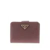Prada Saffiano Leather Small Wallet With Zip In Brown