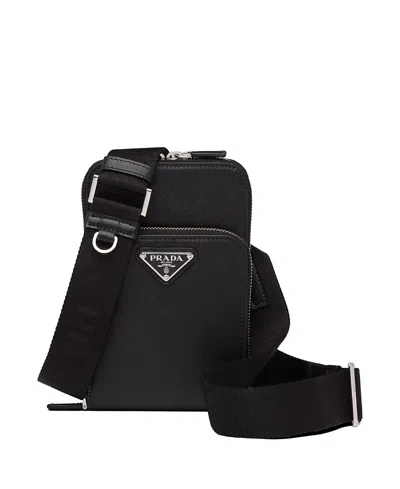 Prada Saffiano Leather Smartphone Case In Black
