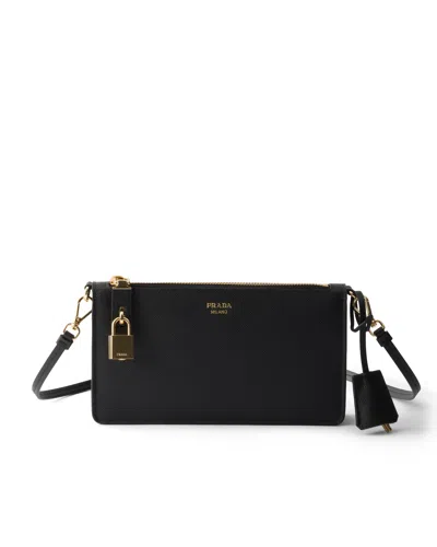 Prada Saffiano Leather Smartphone Pouch In Purple