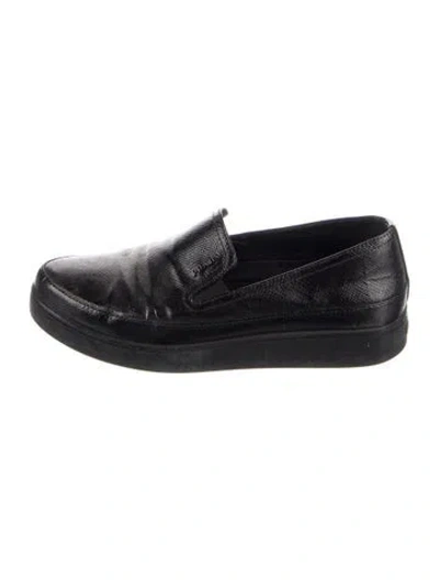 Pre-owned Prada Saffiano Leather Sneakers In Blue