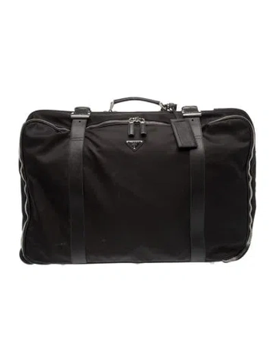 Pre-owned Prada Saffiano Leather Suitcase In Black