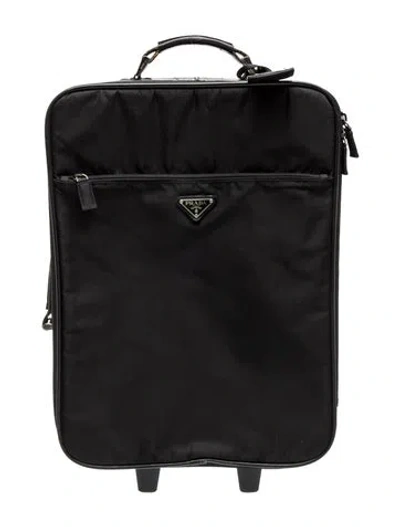 Pre-owned Prada Saffiano Leather Suitcase Vintage In Black