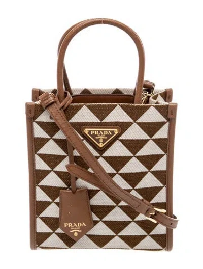 Pre-owned Prada Saffiano Leather Symbole Mini In Brown