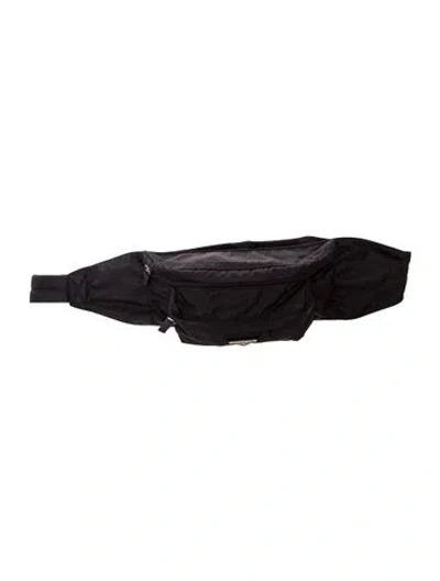 Pre-owned Prada Saffiano Leather Tessuto Nylon Belt Bag In Black