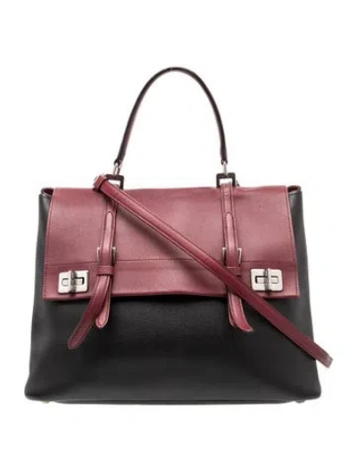 Pre-owned Prada Saffiano Leather The Handbag Shown In The Image Is The Elegant City Calf Double Turn-lock Flap In Black