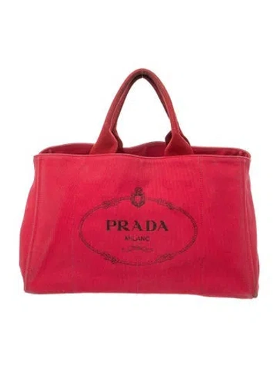Pre-owned Prada Saffiano Leather Top Handle Bag In Red