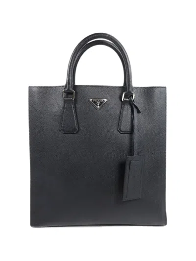 Pre-owned Prada Saffiano Leather Tote Bag In Black