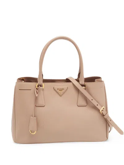 Pre-owned Prada Saffiano Leather Tote Bag In Neutrals
