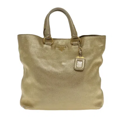 Pre-owned Prada Saffiano Leather Tote Bag () In Gold