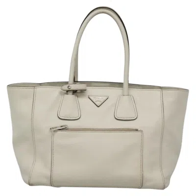 Pre-owned Prada Saffiano Leather Tote Bag () In White