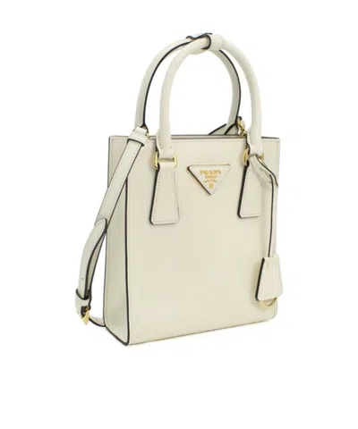 Prada Saffiano-leather Tote Bag In White