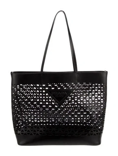 Pre-owned Prada Saffiano Leather Tote In Black