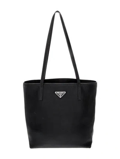 Pre-owned Prada Saffiano Leather Tote In Black