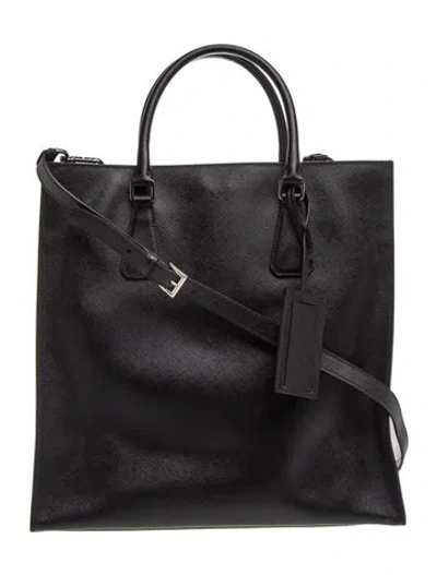 Pre-owned Prada Saffiano Leather Tote In Black