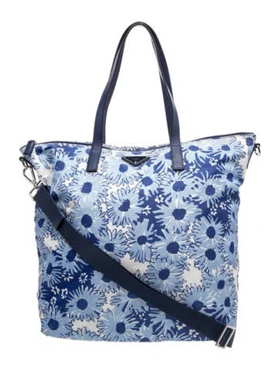 Pre-owned Prada Saffiano Leather Tote In Blue