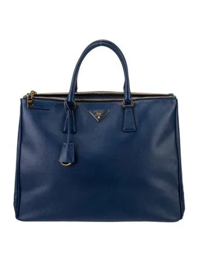 Pre-owned Prada Saffiano Leather Tote In Blue