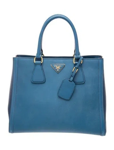 Pre-owned Prada Saffiano Leather Tote In Blue