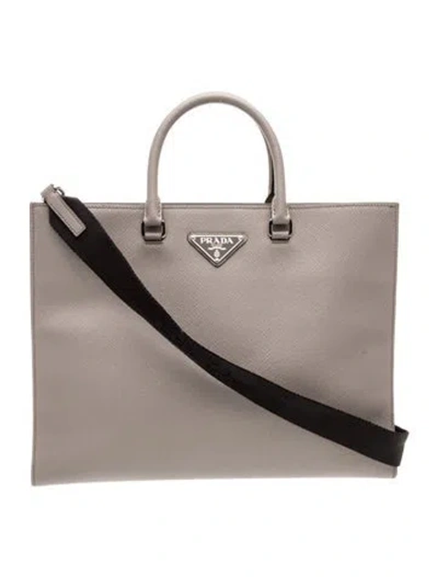 Pre-owned Prada Saffiano Leather Tote In Brown