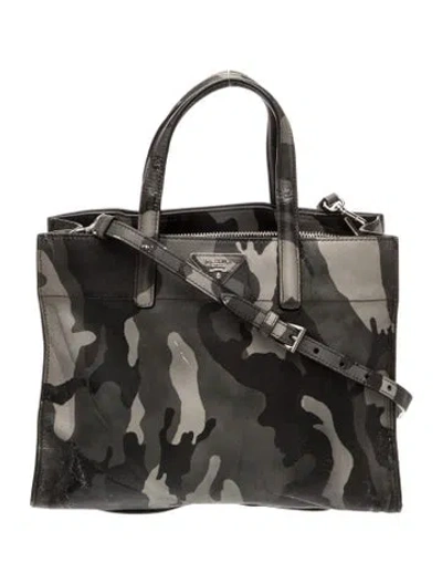 Pre-owned Prada Saffiano Leather Tote In Gray