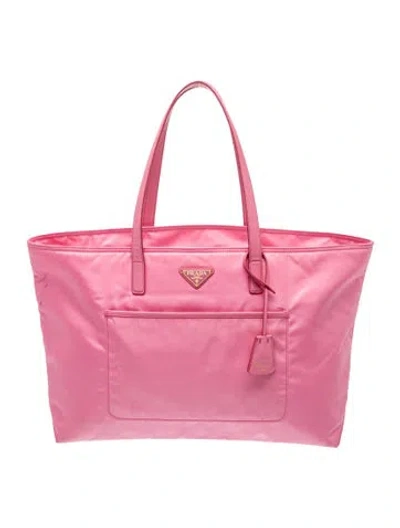 Pre-owned Prada Saffiano Leather Tote Large In Pink