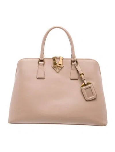Pre-owned Prada Saffiano Leather Tote In Neutral