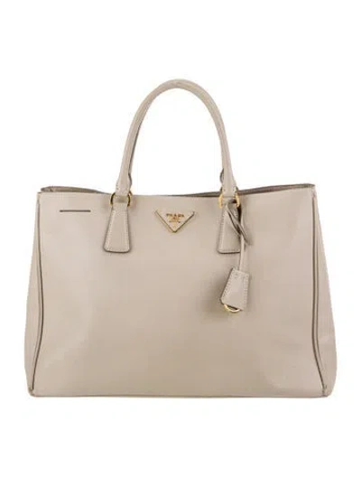 Pre-owned Prada Saffiano Leather Tote In Neutral