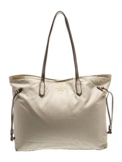 Pre-owned Prada Saffiano Leather Tote In Neutral