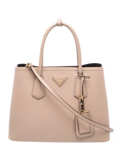 Pre-owned Prada Saffiano Leather Tote In Neutral
