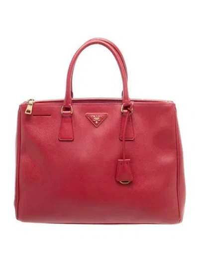 Pre-owned Prada Saffiano Leather Tote In Red