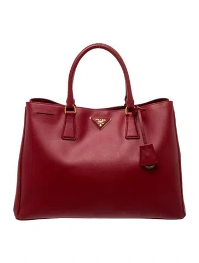 Pre-owned Prada Saffiano Leather Tote In Red