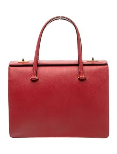 Pre-owned Prada Saffiano Leather Tote In Red