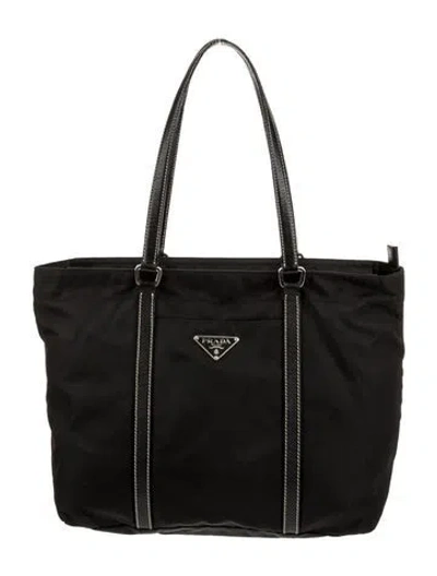 Pre-owned Prada Saffiano Leather Tote Small In Black