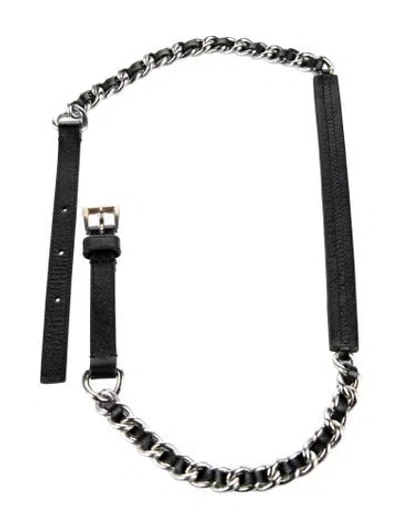 Pre-owned Prada Saffiano Leather Waist Belt In Black