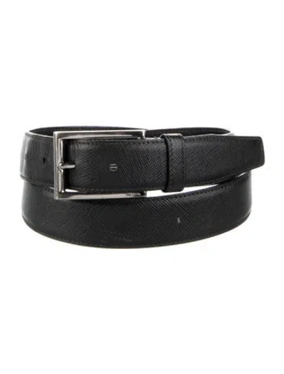 Pre-owned Prada Saffiano Leather Waist Belt In Black