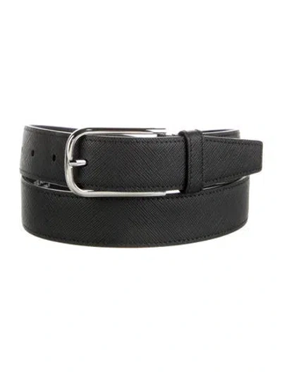 Pre-owned Prada Saffiano Leather Waist Belt In Black