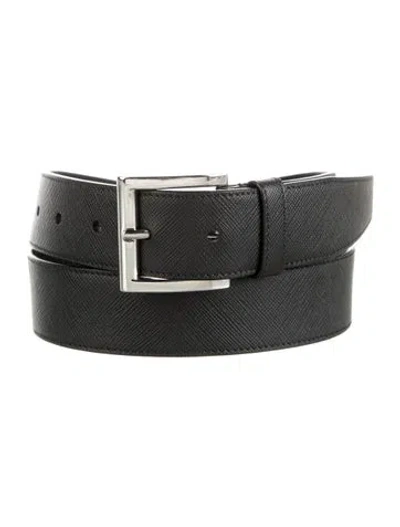 Pre-owned Prada Saffiano Leather Waist Belt In Black