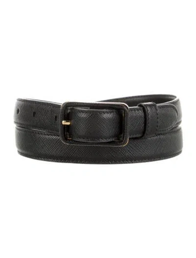 Pre-owned Prada Saffiano Leather Waist Belt In Black
